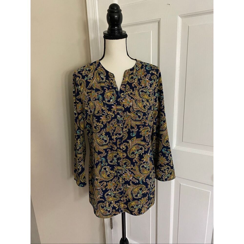 Notations paisley print tunic blouse size S